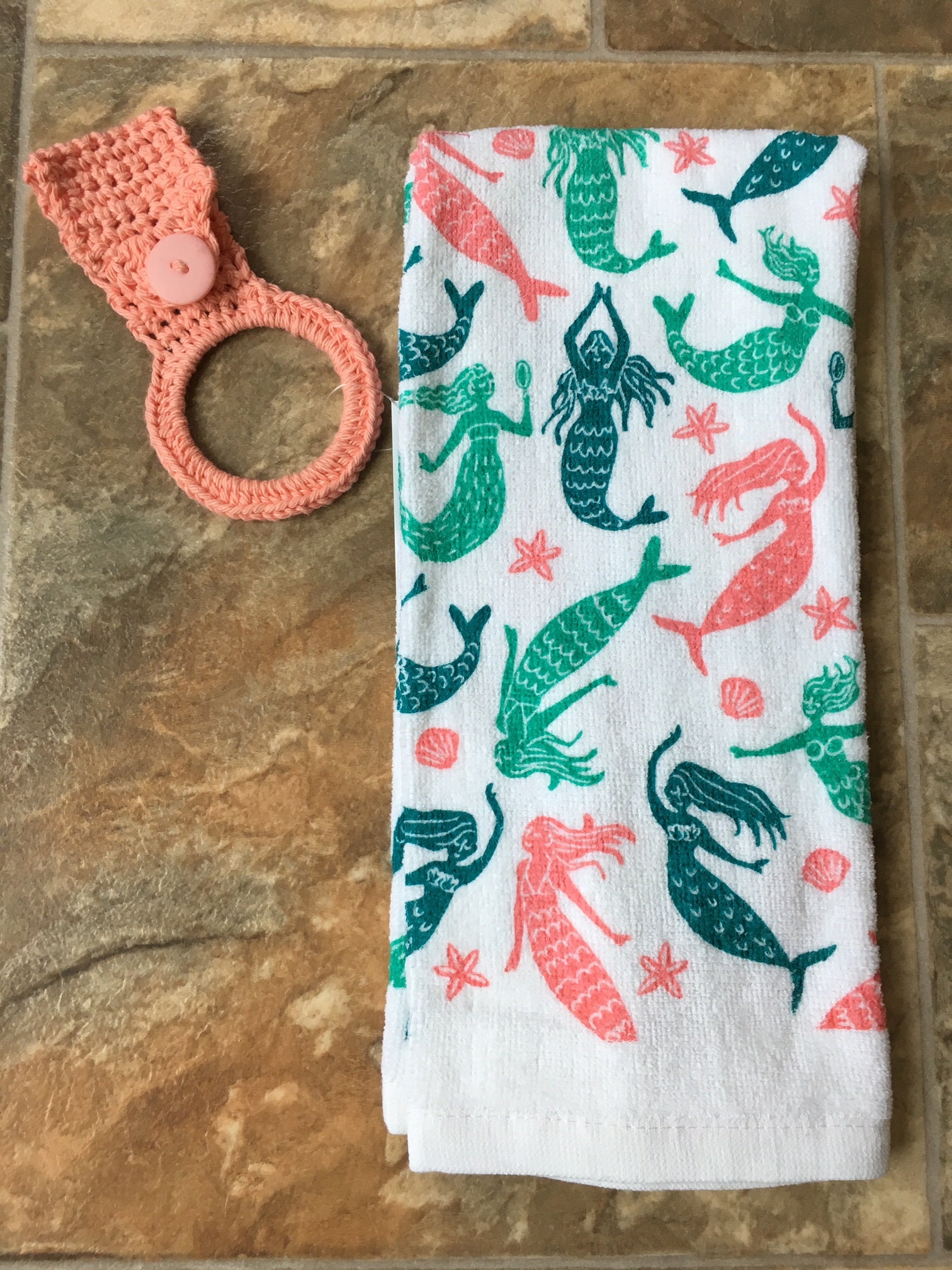 Mermaid Hand Towel Kitchen Towel Mermaids 100 Cotton Hand Etsy