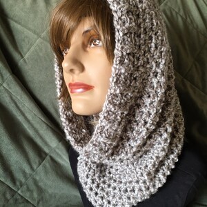 Boho Style Hood Cowl Infinity Scarf -Shades of Grey - CLOUDS - made by me