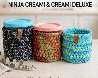 Full bottom, Ice cream pint Cozies, Ninja Creami container cozy, Creami Deluxe, Handmade in USA, wicking, T-shirt yarn