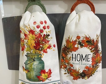 FALL, Fall Leaves, Fall Decor, Dual Purpose, Kitchen towel, removable Hanger,