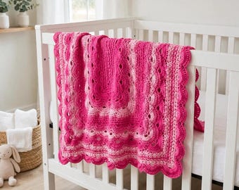 Crocheted, Victoria’s German Shells, baby blanket, 36”x48” Handmade by me