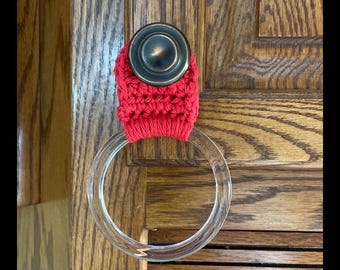 Acrylic Ring, Cotton, Towel Hanger, Loop for hanging, Solid Colors, Handmade, made in USA, Towel topper, Housewarming gift,
