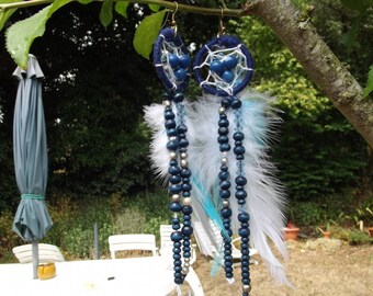 feathered earrings "dreamcatcher blue h 10 / 15cm"