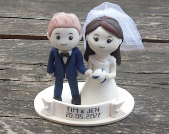 Custom Wedding Cake Topper, Bride Groom Figurine, Custom Gift For Couple, Personalized Couple Figurine, Handmade Clay Keepsake Cake Topper