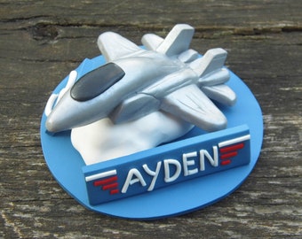 Plane Birthday Cake Topper, Plane Figurine, Clay Figurine, Keepsake For Life, Airplane Cake Figure, Personalized Cake Topper, Gift For Kids
