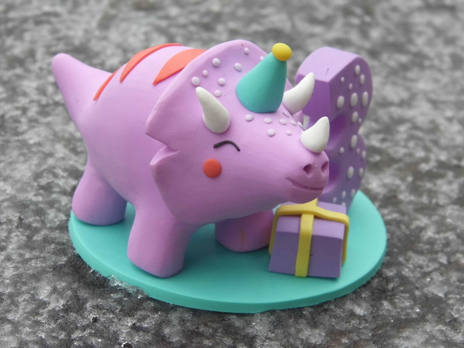 Triceratops Cake Topper for Baby Girl Dinosaur Figurine for Etsy