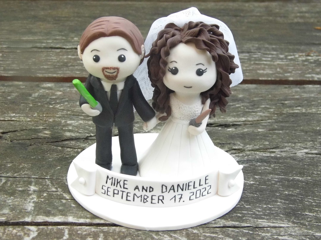Bride Groom Wedding Cake Topper Figurine, Wedding Gift for Couple