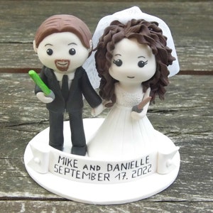 Personalized Bride Groom Wedding Cake Topper Figurine, Wedding Gift For Couple, Clay Keepsake Topper, Bride Groom Cake Figure Wedding Topper