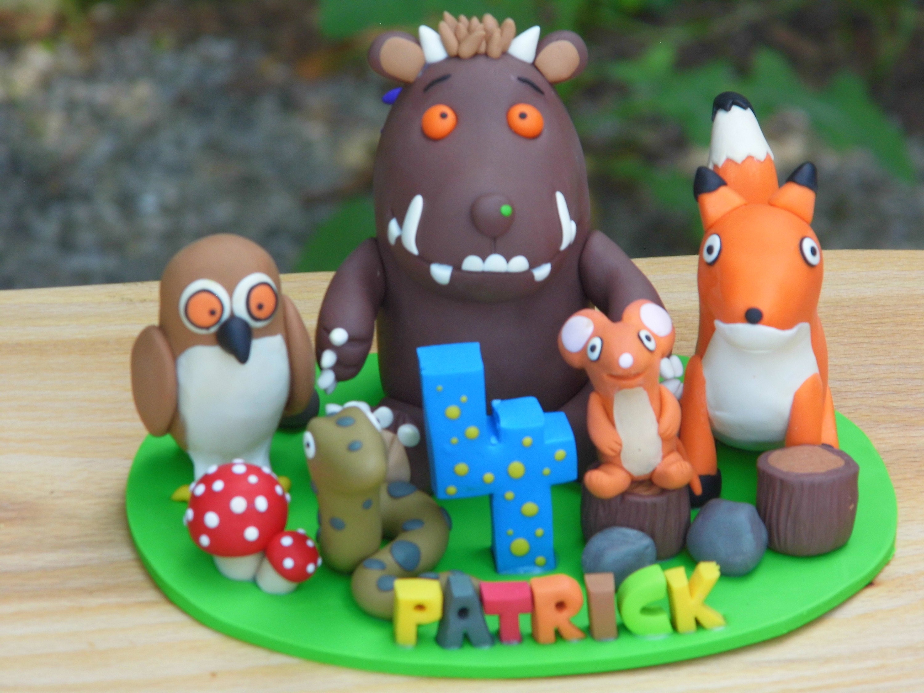 Woodland animal birthday cake topper, Personalized cake topper figurine, Woodland animal Fox Owl Mouse Bear Snake, Forest animal cake figure