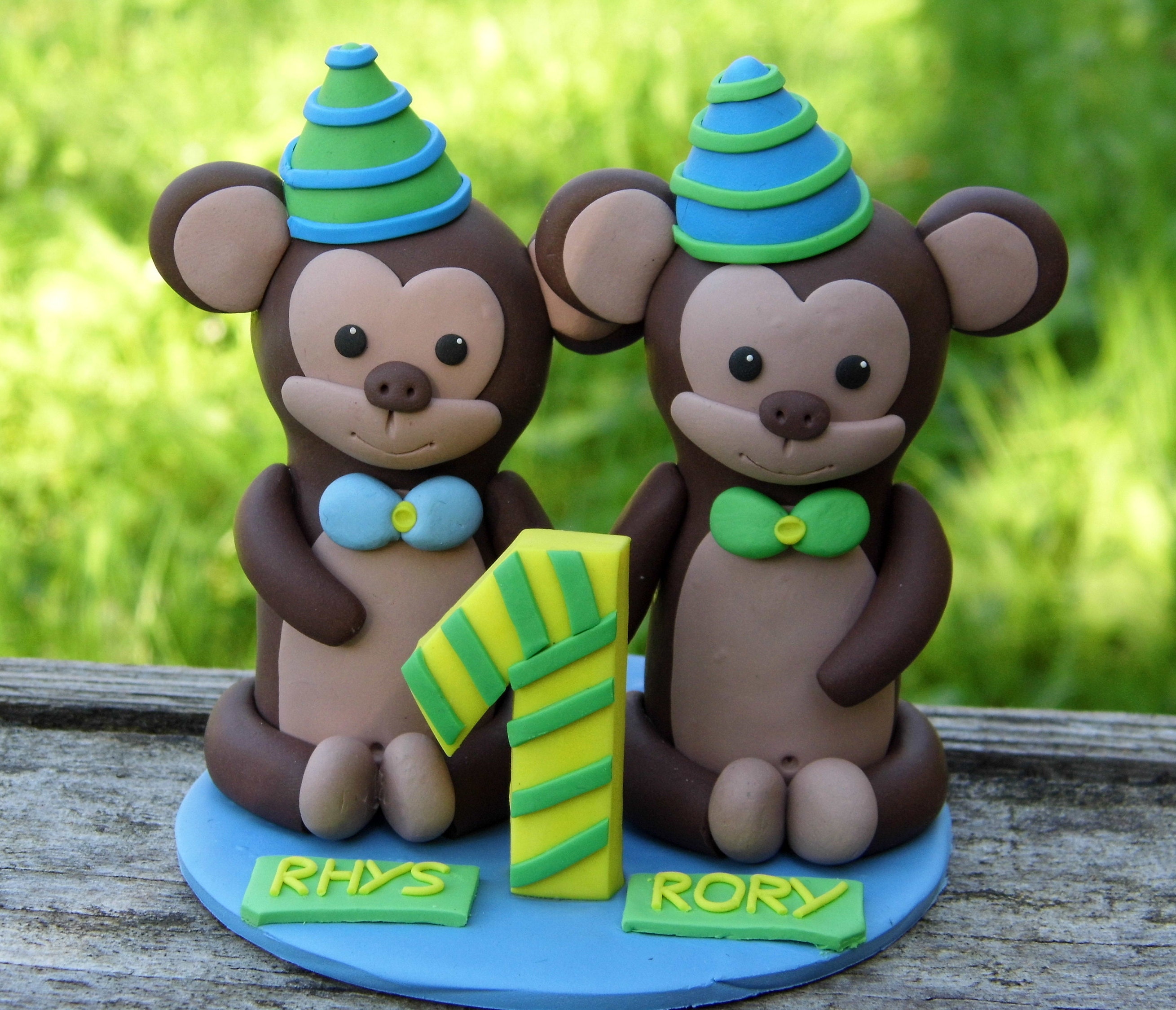 Topper De Gateau De Singe Topper De Gateau De Jumeaux Etsy
