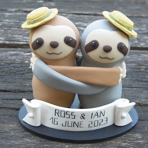 Personalized Gay Wedding Cake Topper, Wedding Gift For Gay Couple, Custom Wedding Cake Topper, Animal Cake Topper, Animal Sloth Cake Figure