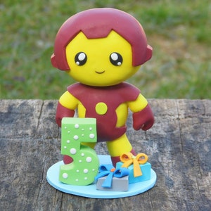 Custom Robot Figurine, Robot Birthday Cake Topper, Keepsake Cake Figurine, Superhero Birthday Themed Party, Personalized Boy 1st Cake Topper