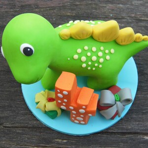 Custom Dinosaur cake topper, Birthday cake topper, 4th birthday party, Cake decor, Clay Dinosaur Figurine, Personalized Dinosaur Figurine image 9