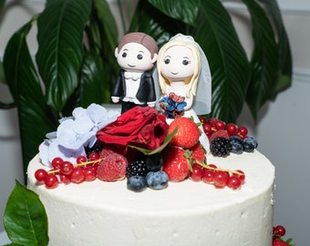 Personalized Wedding Cake Topper Figurine, Bride Groom Cake Topper, Unique Cake Decor, Wedding Gift For Couple, Keepsake Wedding Cake Topper