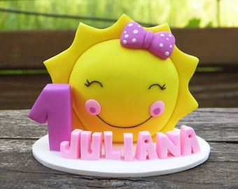 Sunshine 1st birthday cake topper, Sunshine cake topper, Personalized cake topper, Cake decoration, Sunshine cake decor, Clay cake figurine