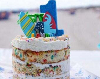 Beach birthday gift, Surfboard cake topper, Birthday cake topper, 1st birthday, Birthday beach themed party, Ocean cake topper, Cake figure