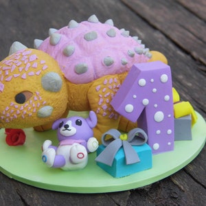 Ankylosaurus cake topper, 1st birthday cake topper, Birthday gift, Custom cake topper, Dinosaur cake topper, Animal cake topper, Cake decor