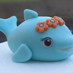 Dolphin Birthday Cake Topper, Sea Animal Cake Topper, Fondant Dolphin Figurine, Personalized Dolphin Girl Birthday Cake Topper Gift Figurine