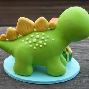 Custom Dinosaur cake topper, Birthday cake topper, 4th birthday party, Cake decor, Clay Dinosaur Figurine, Personalized Dinosaur Figurine image 5