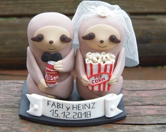 Personalized Sloth Wedding Cake Topper, Sloth Wedding Figurine, Wedding Gift For Couple, Rainforest Animal Cake Topper, Unique Cake Topper