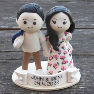 Personalized Bride Groom Wedding Cake Figure, Wedding Gift For Couple, Wedding Couple Figurine, Summer Wedding Theme Party, Keepsake Figure