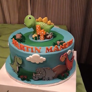 Custom Dinosaur cake topper, Birthday cake topper, 4th birthday party, Cake decor, Clay Dinosaur Figurine, Personalized Dinosaur Figurine image 10