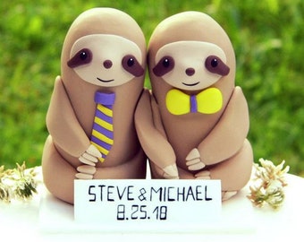 Custom Gay Wedding Cake Topper Figurine, Gay Couple Wedding Cake Topper Animal, Personalized Gay wedding gift, Mr & Mr Wedding Cake topper