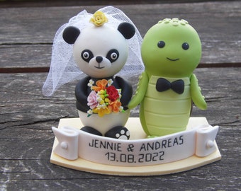 Panda Wedding Cake Topper Figurine, Wedding Gift For Couple, Panda Cake Figurine, Wedding Centerpiece Figurine, Custom Animal Cake Figurine