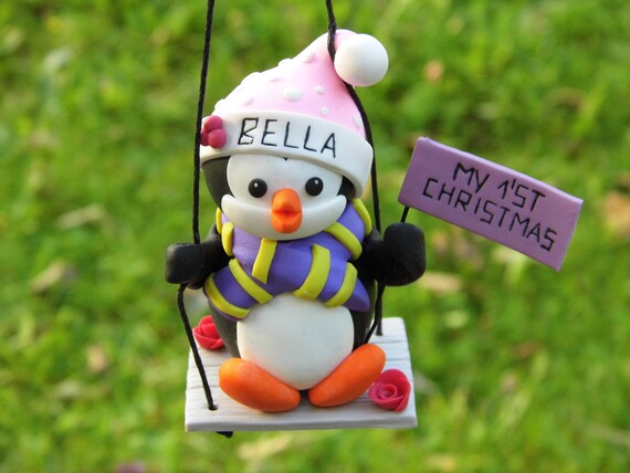 baby's first christmas penguin ornament