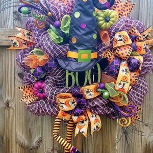 Halloween Witch Wreath,Halloween Wreath,For Front Door,Halloween Door Decor, Halloween Door Wreath,Wreath For Front Door,Deco Mesh Wreath