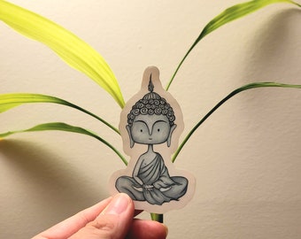 Buddha Meditation Vinyl Weatherproof Sticker for Laptops, water bottles, and notebooks