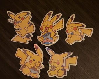 Pikachu pokemon food themed Vinyl Sticker matte or gloss Sticker Pack