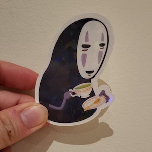 Spirited Away No face Drinking Tea water resistant vinyl sticker or laptop decal
