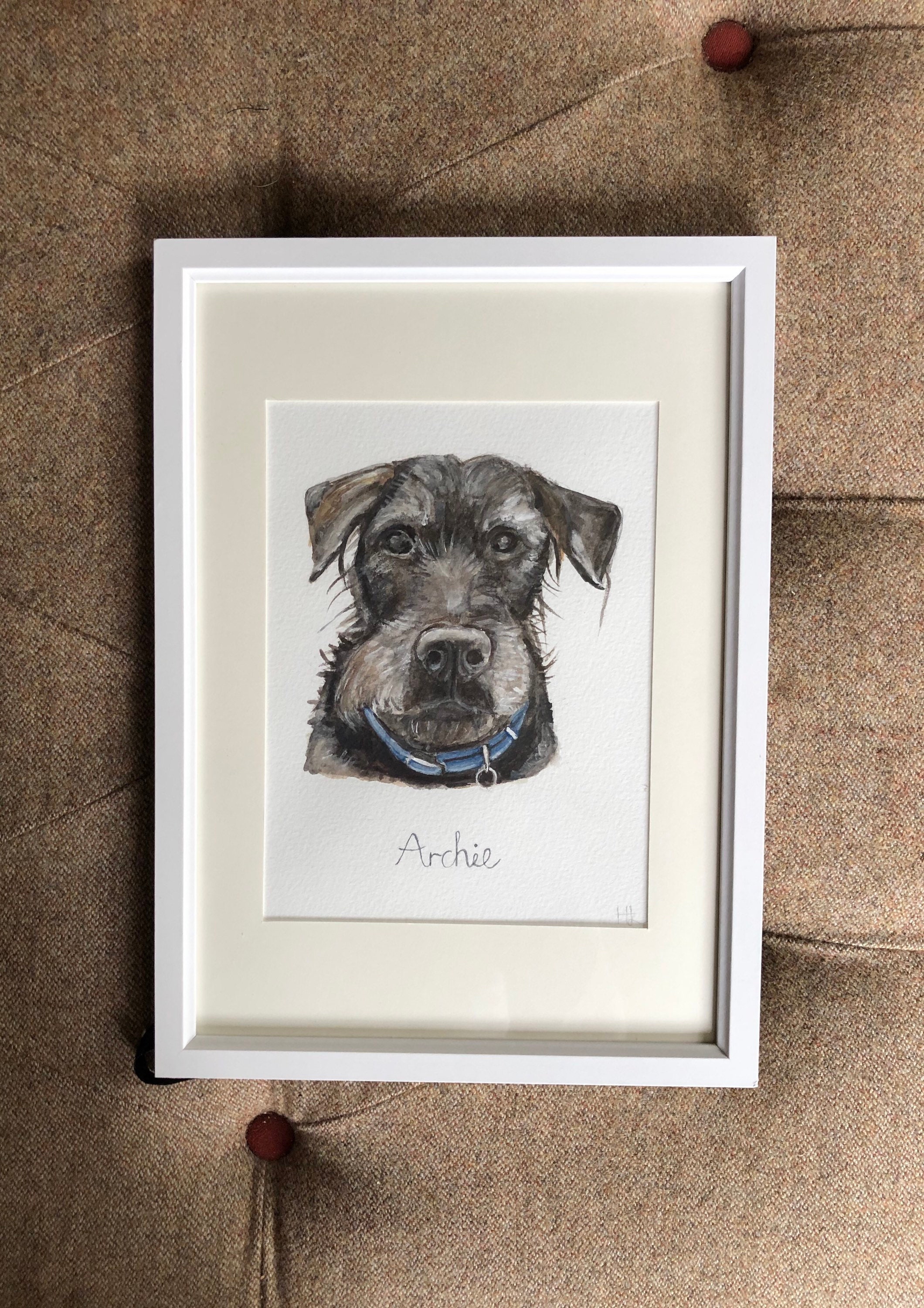 Personalised dog watercolour painting from a photo Pet Portrait briard painting