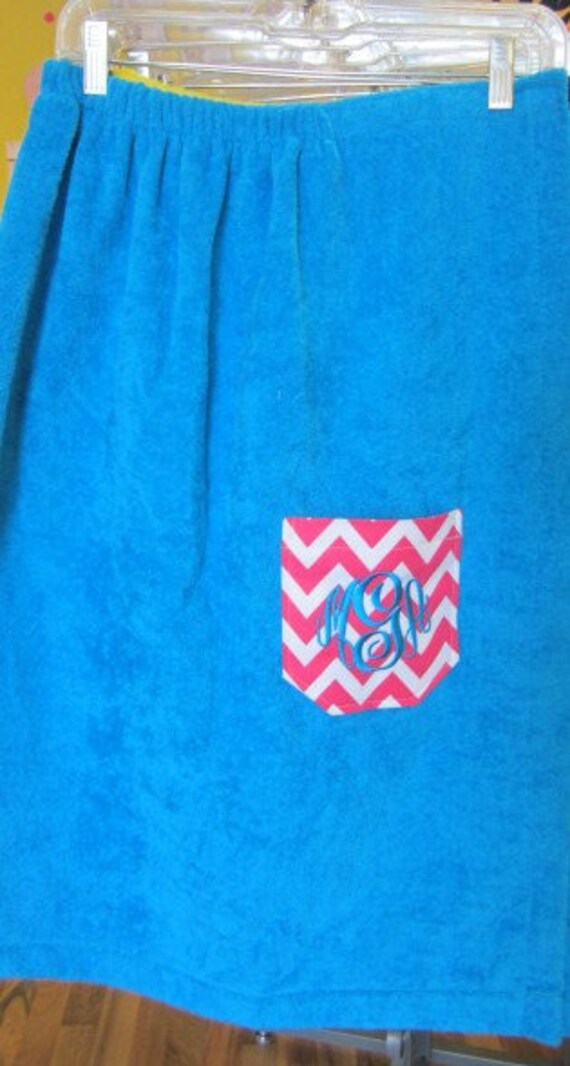 Items similar to Personalized Towel Wrap with Pocket and monogram on Etsy
