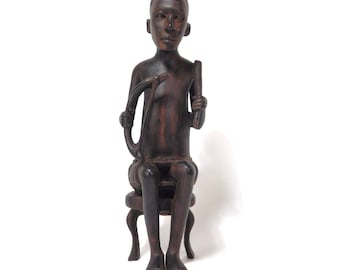 アフリカの彫刻 木彫り 妊娠中の女性の豊穣の像 彫刻 ヘアブレード 高