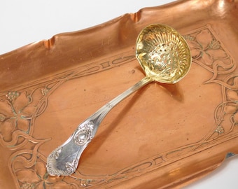 Late 19th c. REGENT by Gorham Fine Sterling Silver Sugar Sifter Confection Spoon Gold Washed Reticulated Bowl from T. Kirkpatrick NY
