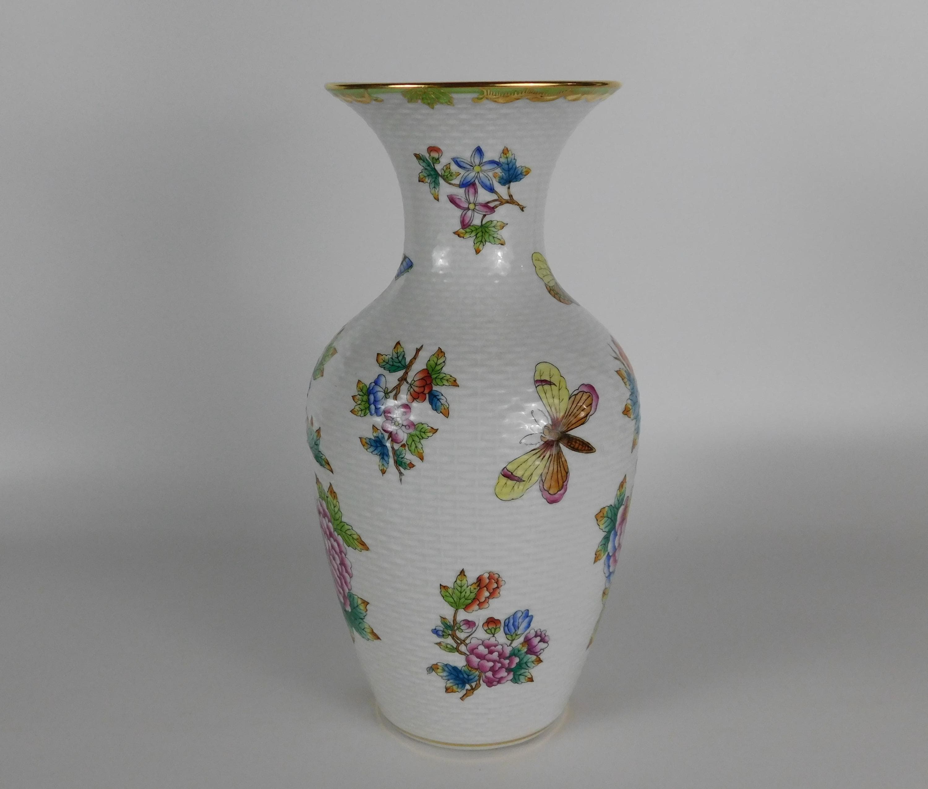 1950 年代 ヘレンド ハンガリー ビクトリア女王 花 蝶 模様 9 インチ