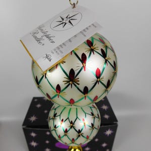 Vintage Christopher Radko French Regency Double Ball Glass Christmas Ornament
