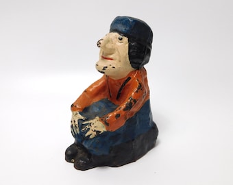 Antique Cast Iron Doorstop the CARPENTER from Alice in Wonderland Original Paint