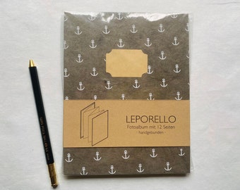 Leporello Fotoalbum grau mit Anker