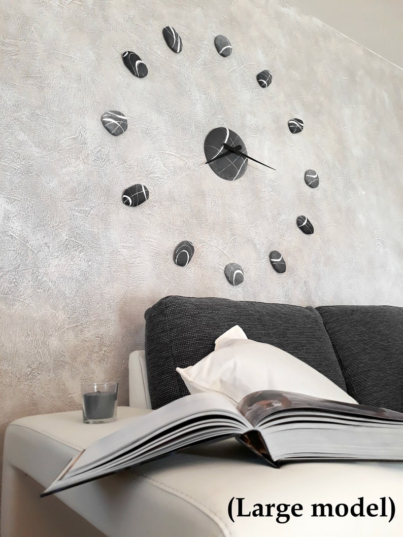 Orologio da parete grande design moderno effetto pietra,Decorazione muro originale in stile minimal zen Arte contemporanea Idee regalo casa immagine 2