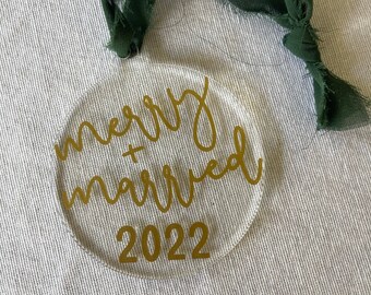 Acrylic Ornament Merry & Married | First Christmas Together