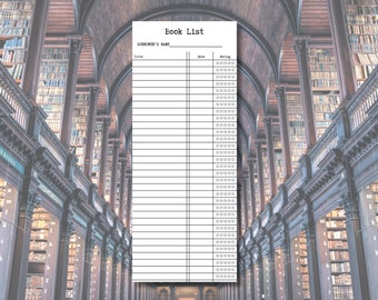 Book List Printable Bookmark | Reading Log