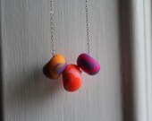 SALE 20% OFF - Handmade clay bead necklace. Neon. Bold. Vivid colour combination.