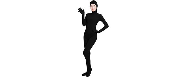 Black Spandex Lady Zentai Suit Fullbody Tight Fabric Female