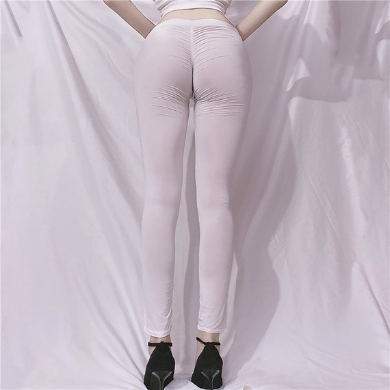 Linvme Women's Sexy Scrunch Butt Lfting See Through Pants Sheer