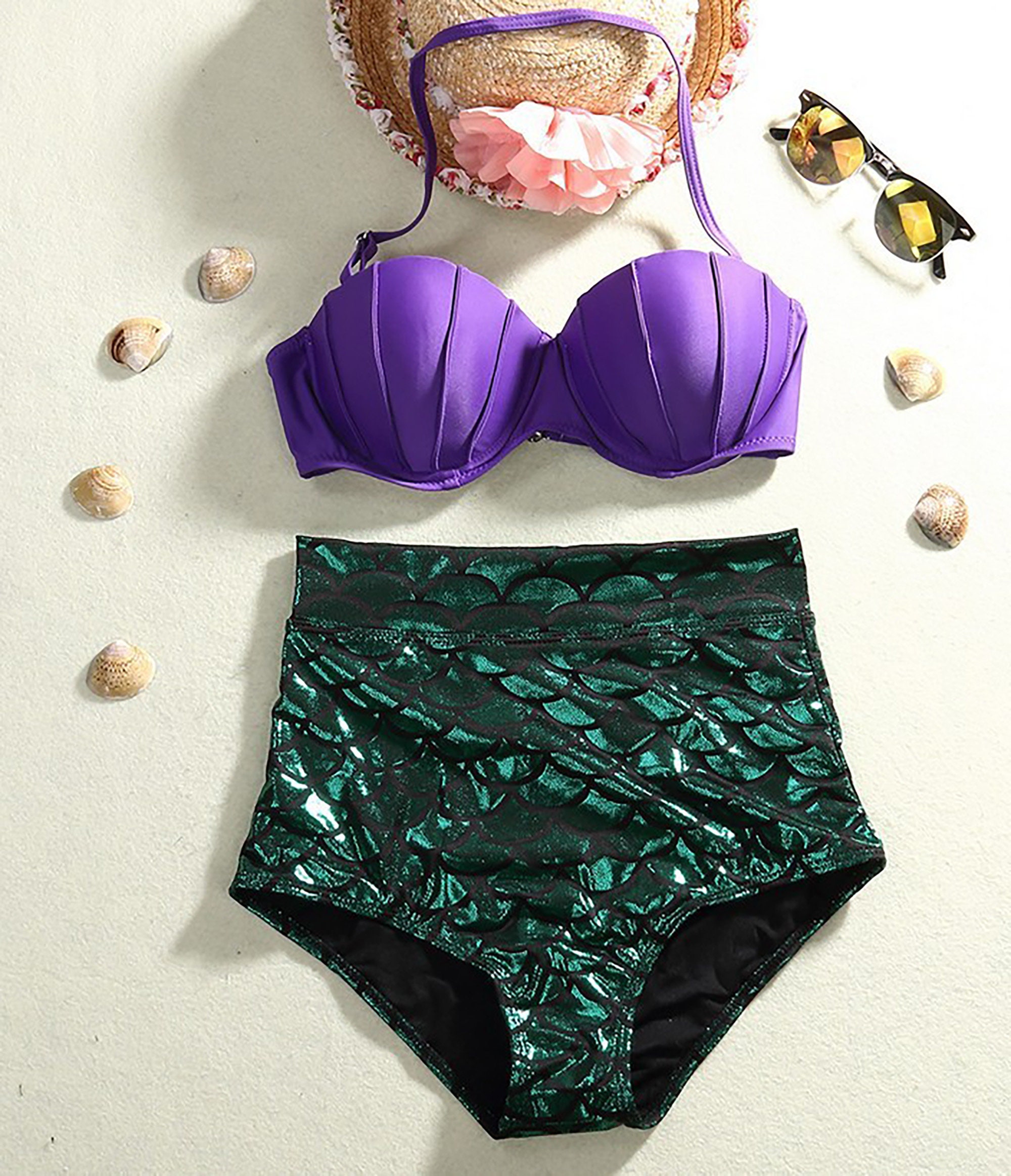 Linvme Women's Mermaid Push UP Bikini High Waisted Swimsuit -  Denmark