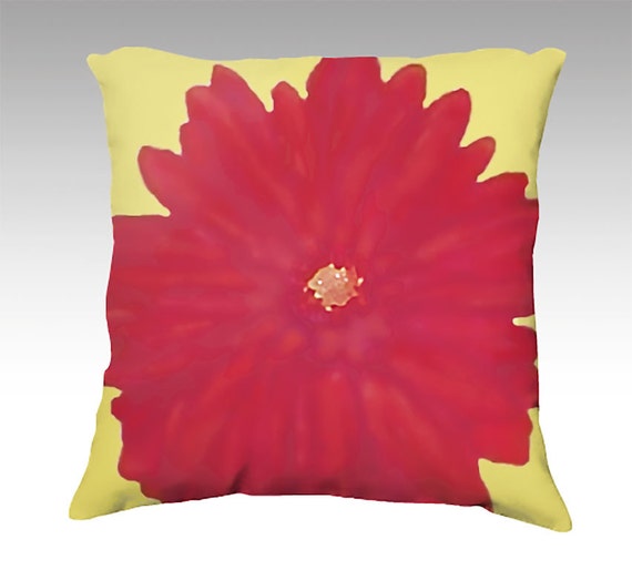 Red Daisy Pillow Cover Throw Pillow Big Red Daisy Pillow Etsy