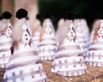 Printable Party Hats - Man Cub Birthday Party - Tribal Pattern